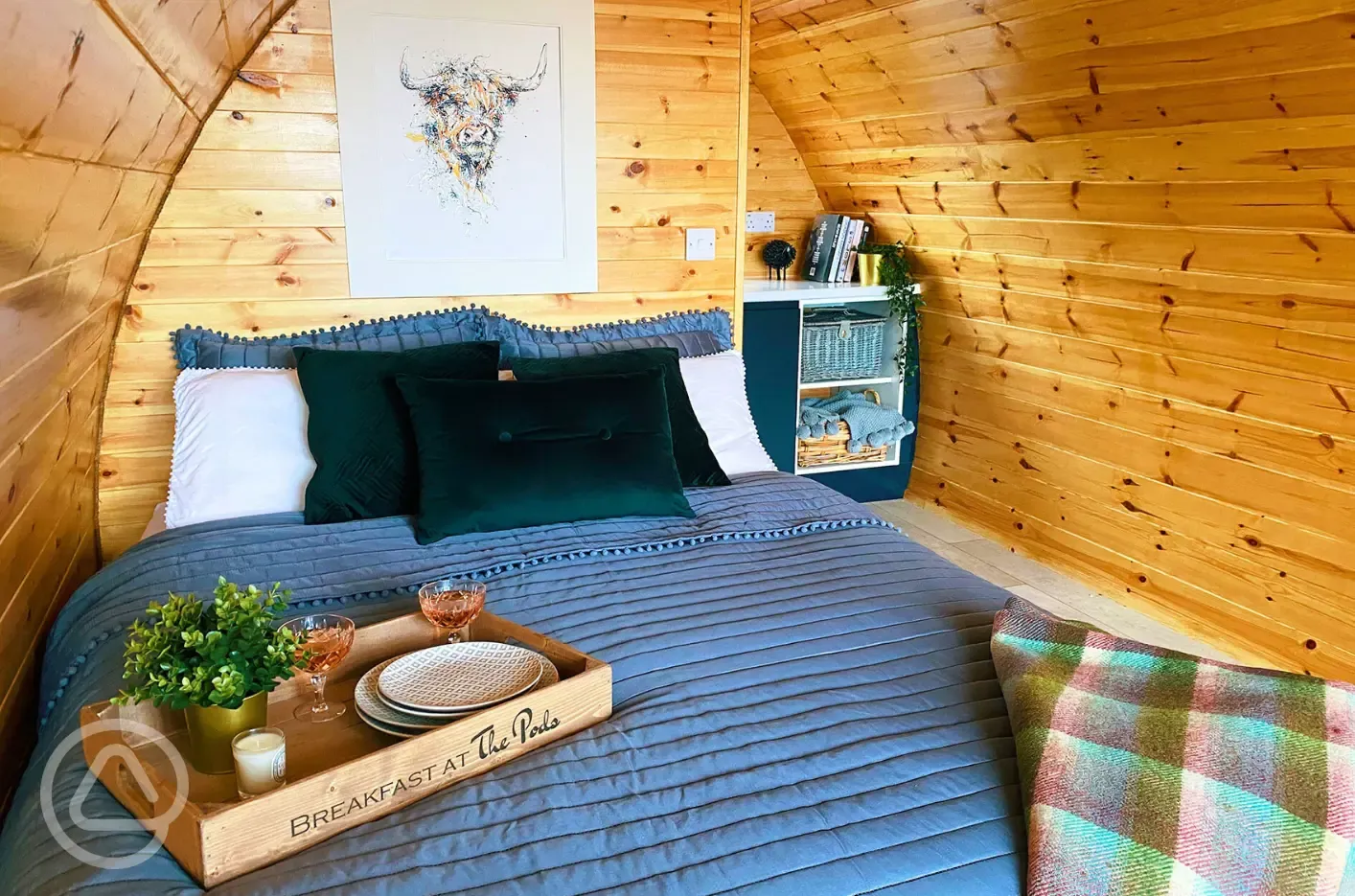 Premium glamping pod double bed