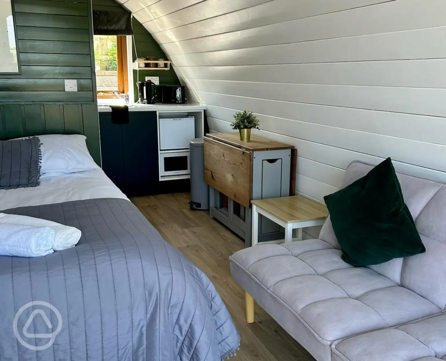 Deluxe glamping pod interior