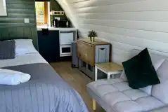 Deluxe glamping pod interior Deluxe glamping pod interior