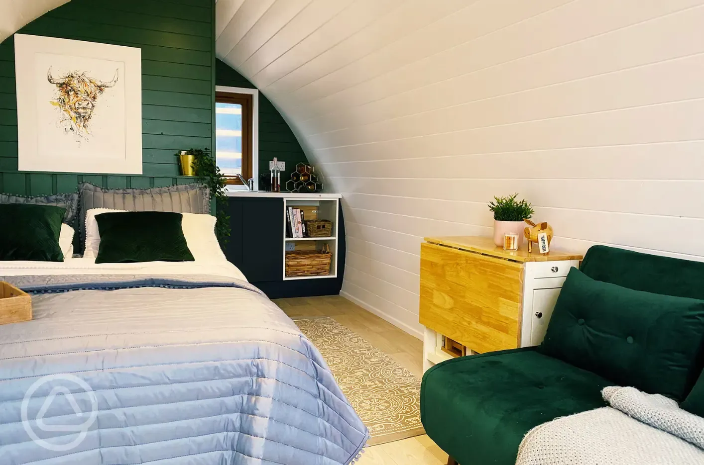Deluxe glamping pod interior