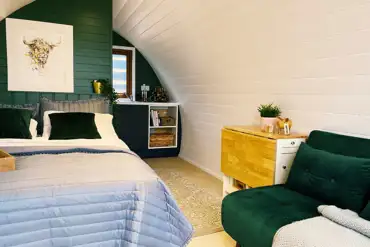 Deluxe glamping pod interior