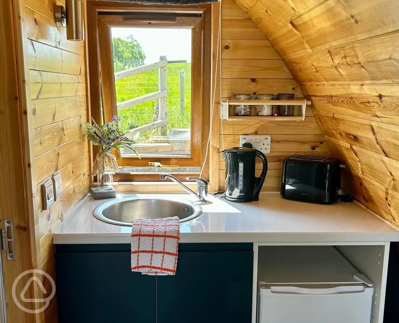 Premium glamping pod kitchen