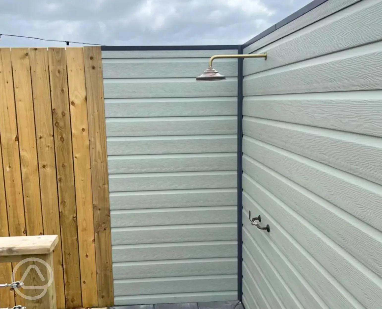 XL glamping pod outdoor shower