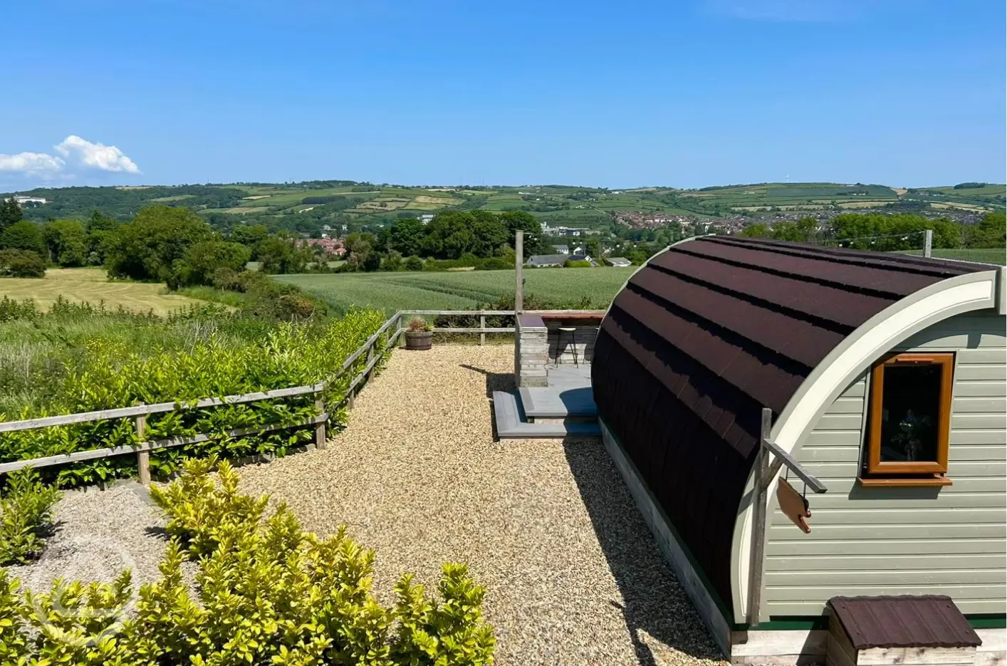 Glamping pod and countryside views