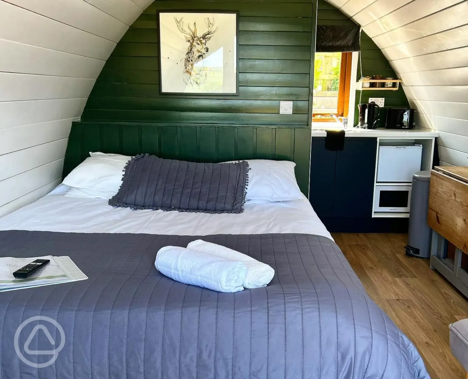 Deluxe glamping pod interior