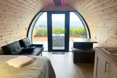 XL glamping pod interior and views XL glamping pod interior and views