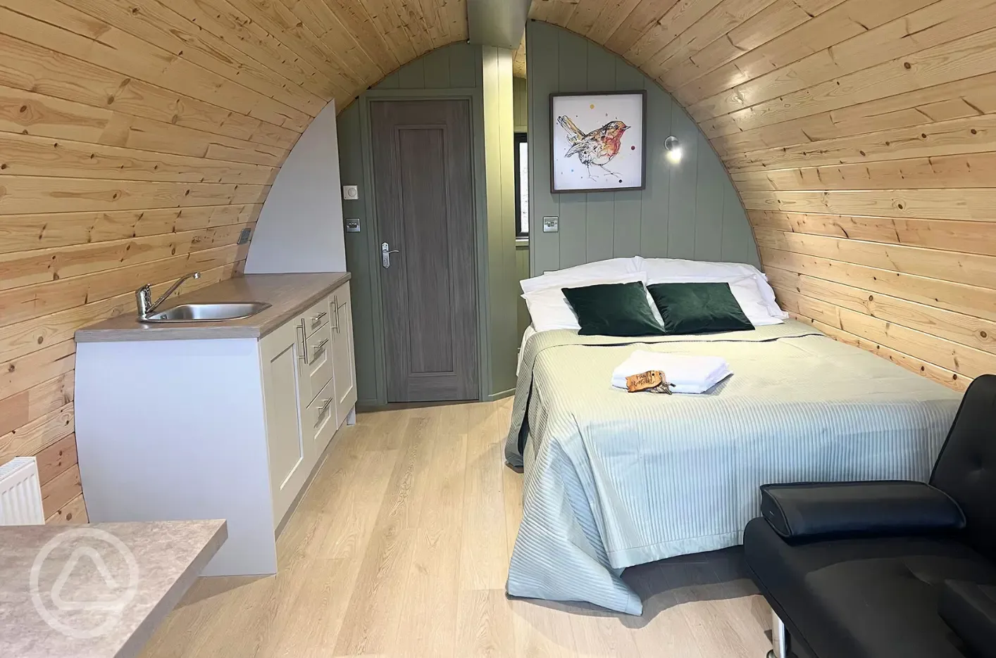 XL glamping pod interior