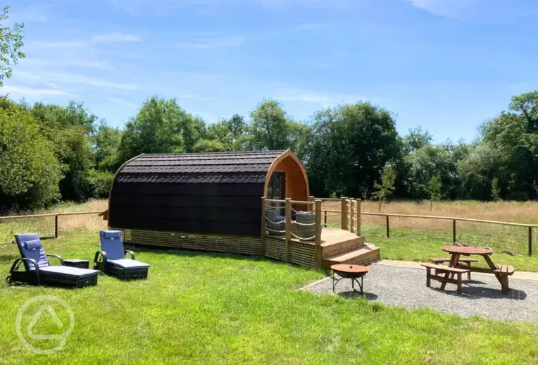 Woodpecker ensuite glamping pod with a wrap around garden