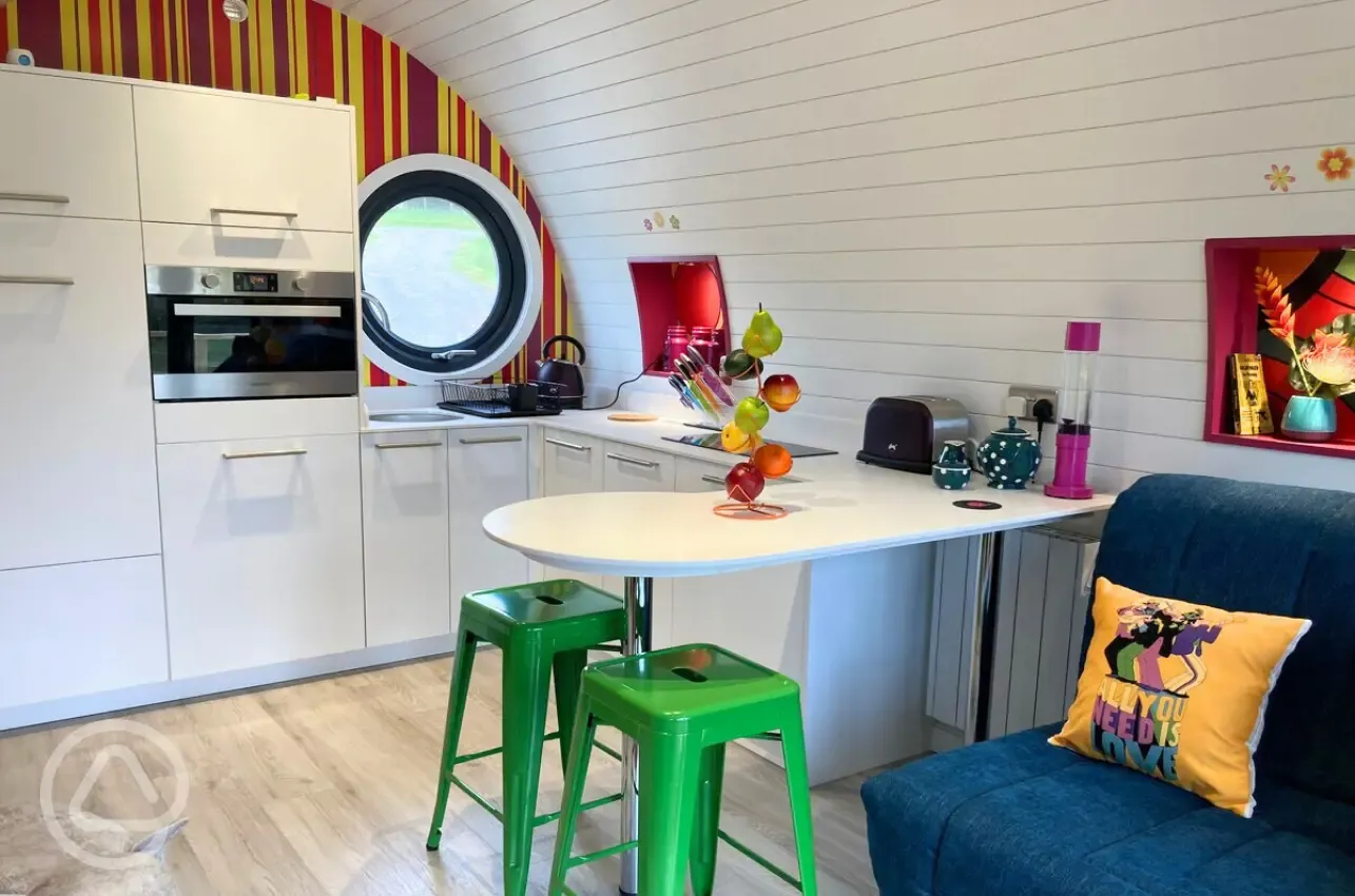 Beatles glamping pod interior