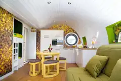 Queen glamping pod interior