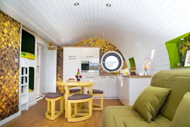 Queen glamping pod interior