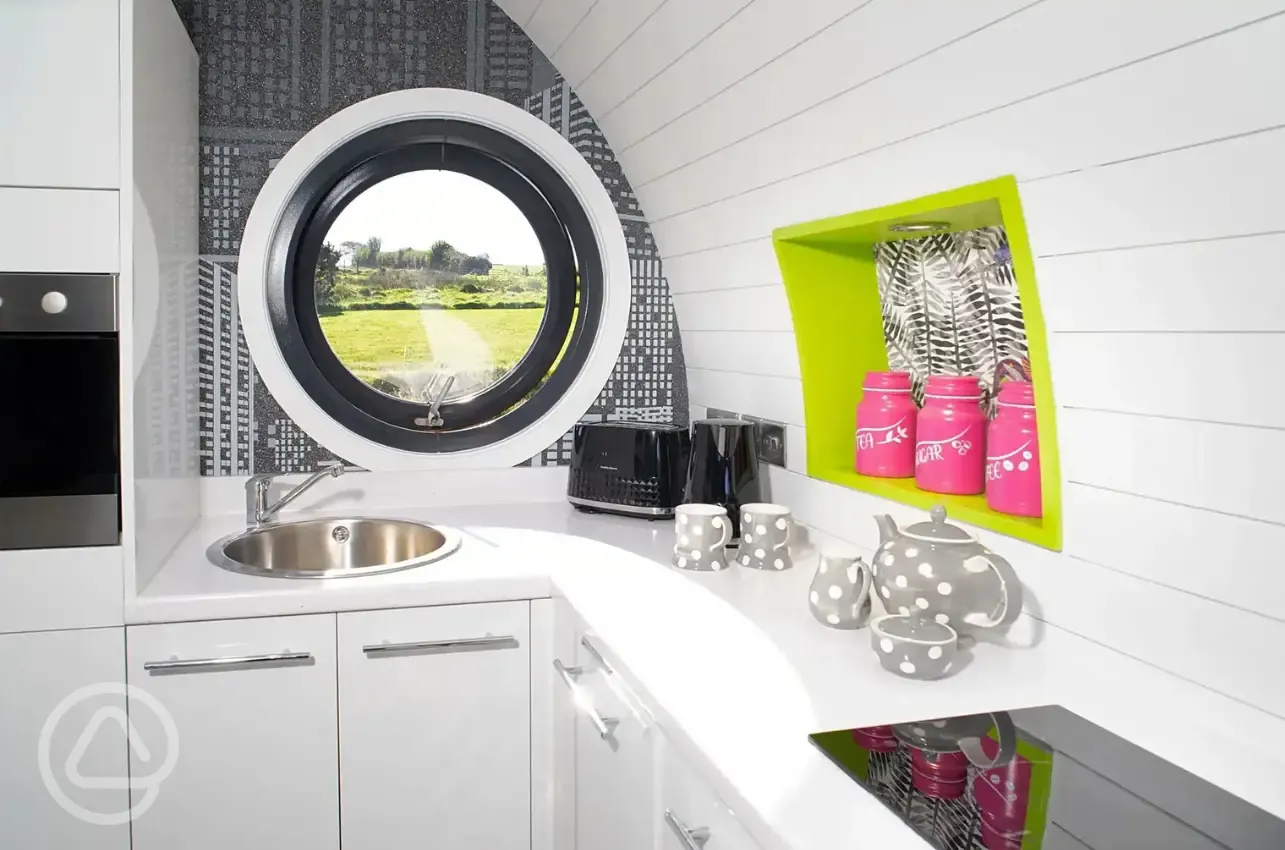 Madonna glamping pod kitchen