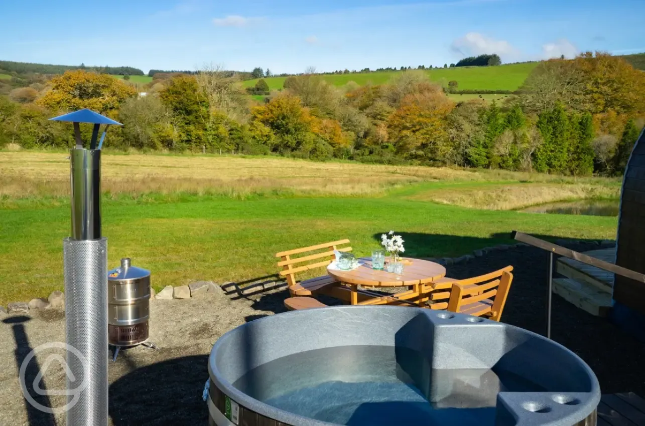 Optional wood-fired hot tubs