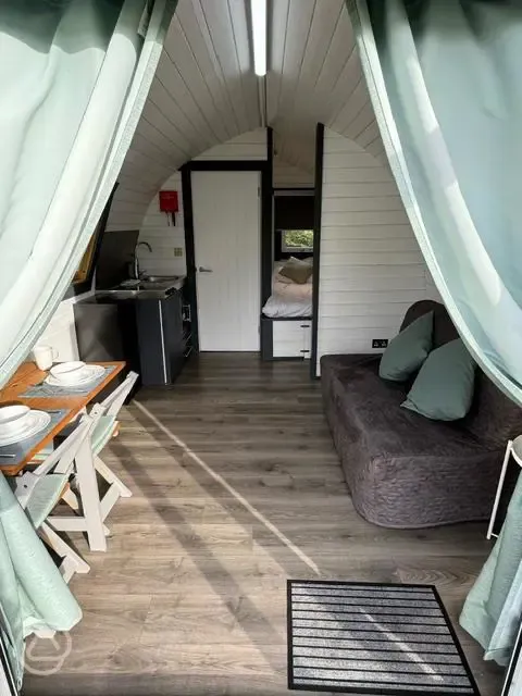 Ensuite glamping pod interior