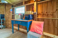 Kitchen area in the Ensuite Cabin of Heart with cooking equipment