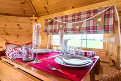 Cabin of Hearts interior with dining area