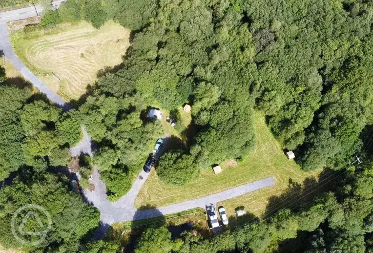 Birds' eye view of Cae Ddel Country Camping