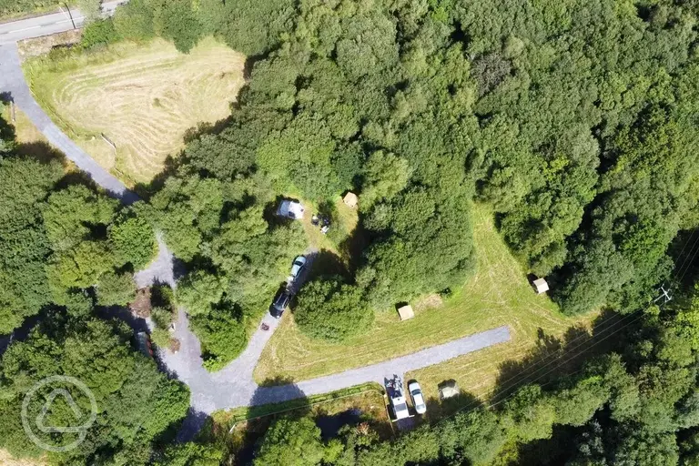 Birds' eye view of Cae Ddel Country Camping