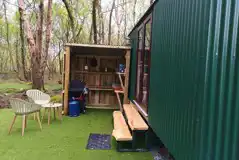 Glamping cabin outdoor cooking area