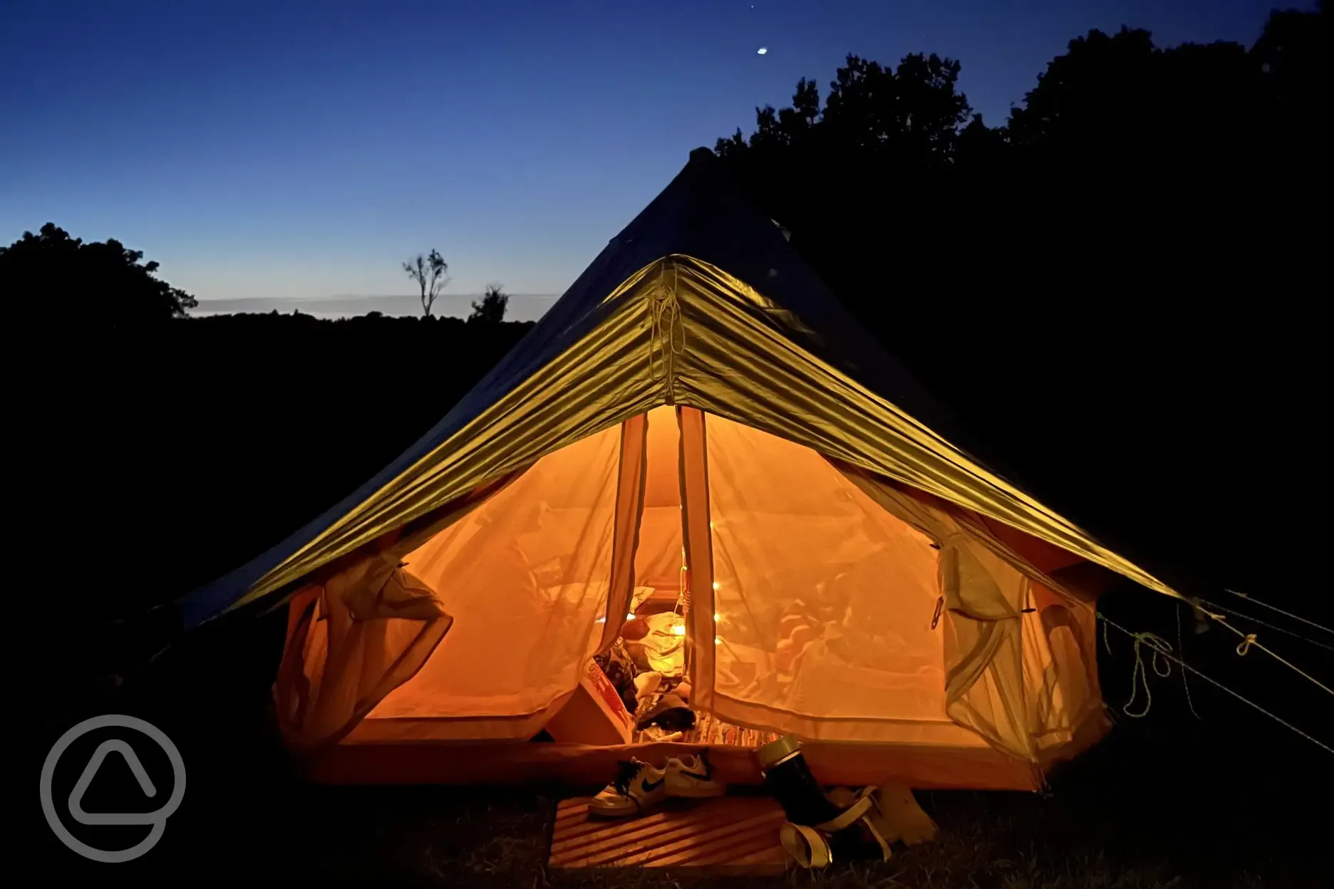 Bell tent at night