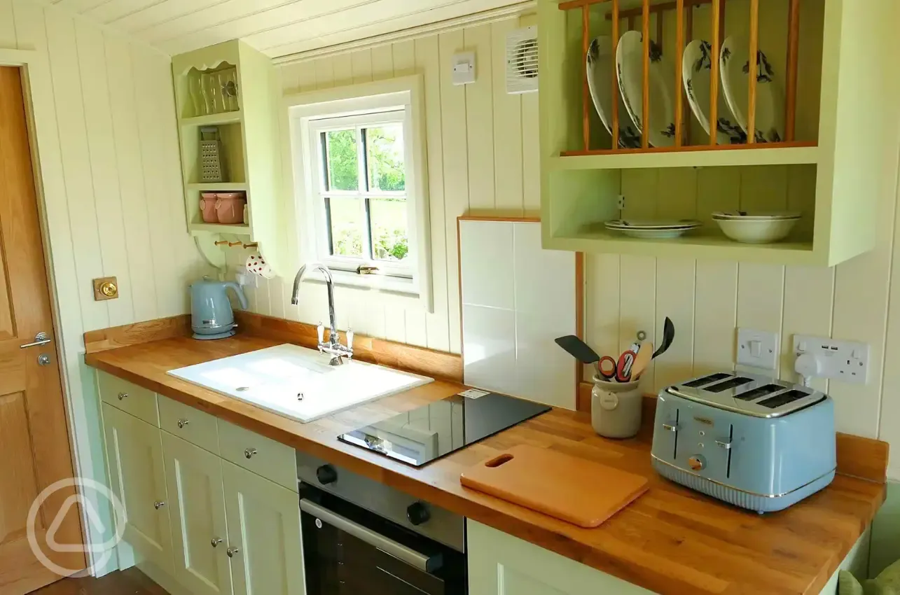 Swallows shepherd's hut kitchen