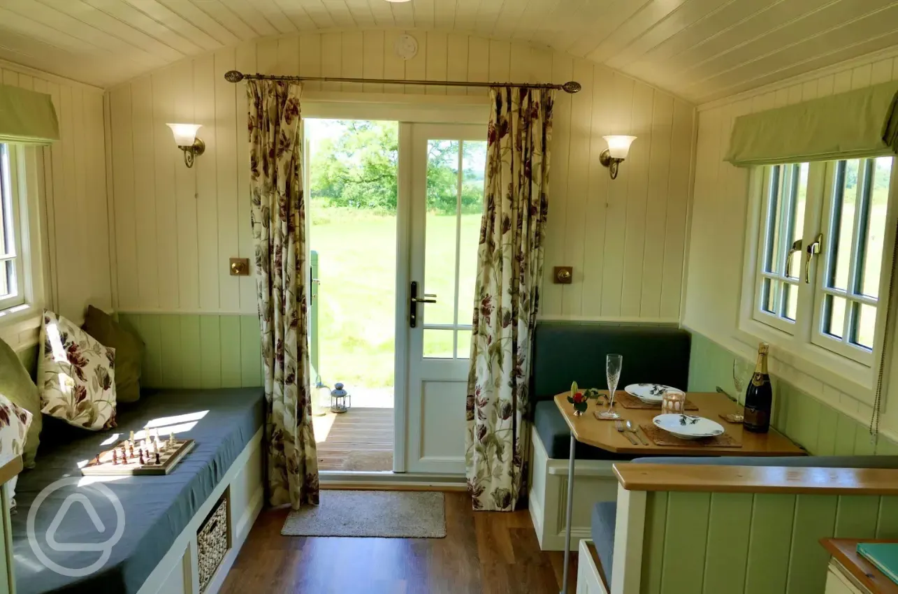 Swallows shepherd's hut interior