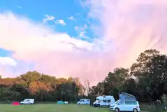 Grass pitches at dusk