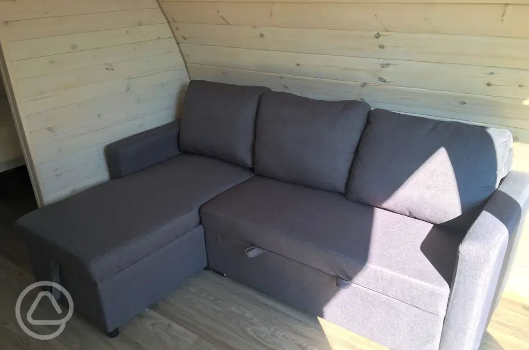 Ensuite glamping pod sofa bed