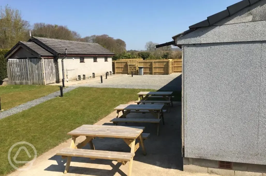 Benches outside the facilities block