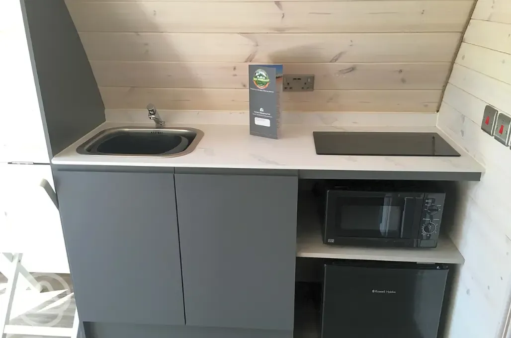 Ensuite glamping pod kitchen