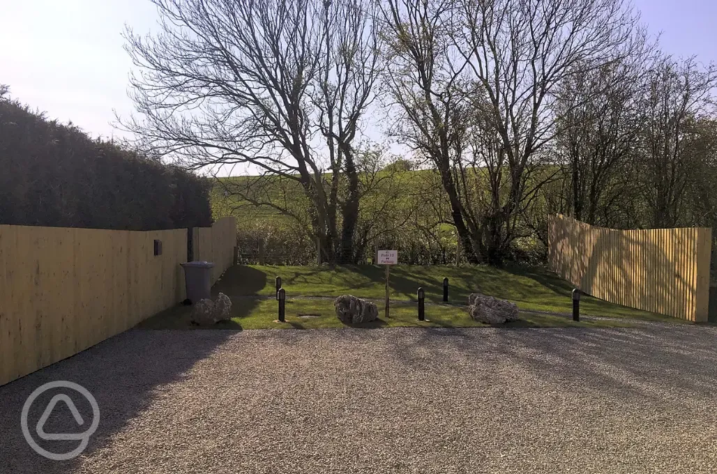 Ensuite glamping pod parking area