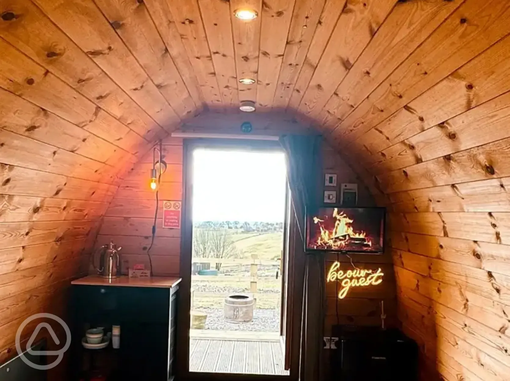 Camping pod interior