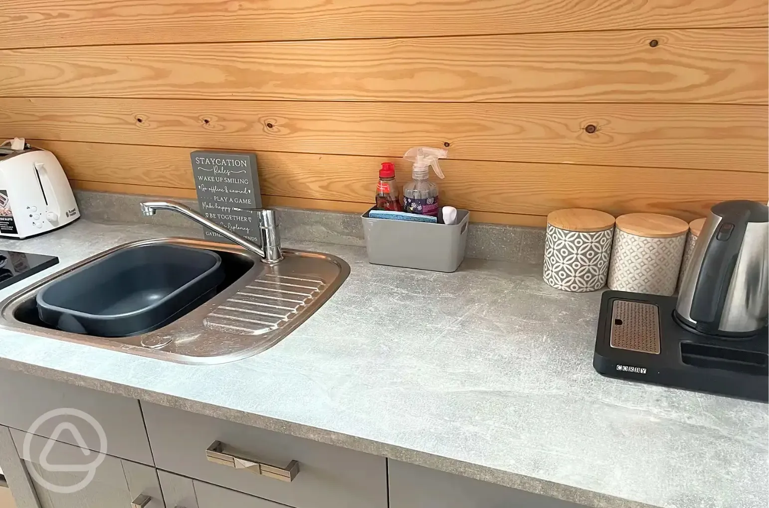 Glamping pod kitchen