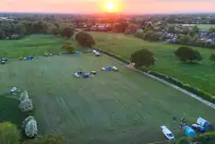 Aerial of the campsite at sunset