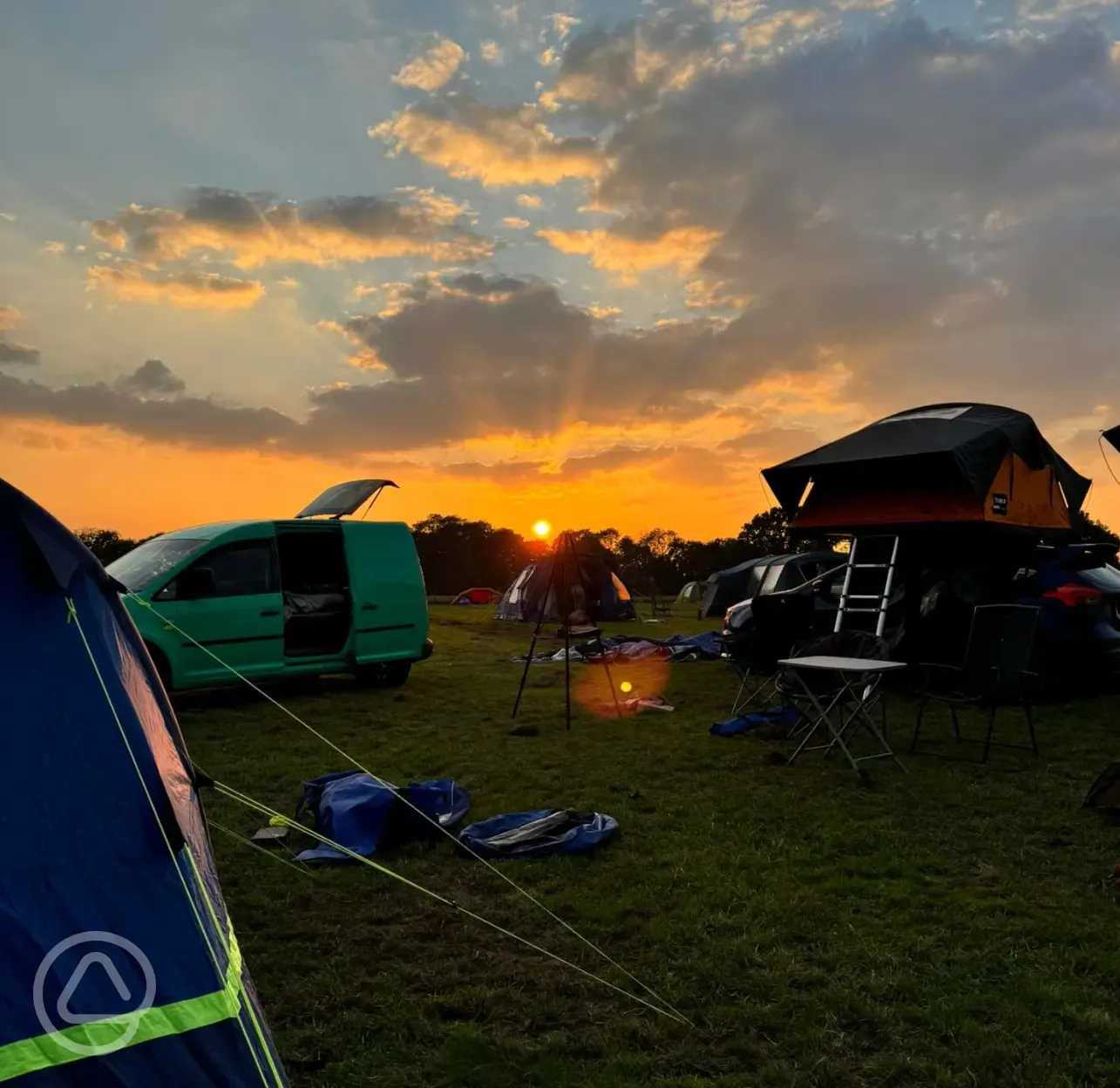 Non electric grass pitches at sunset