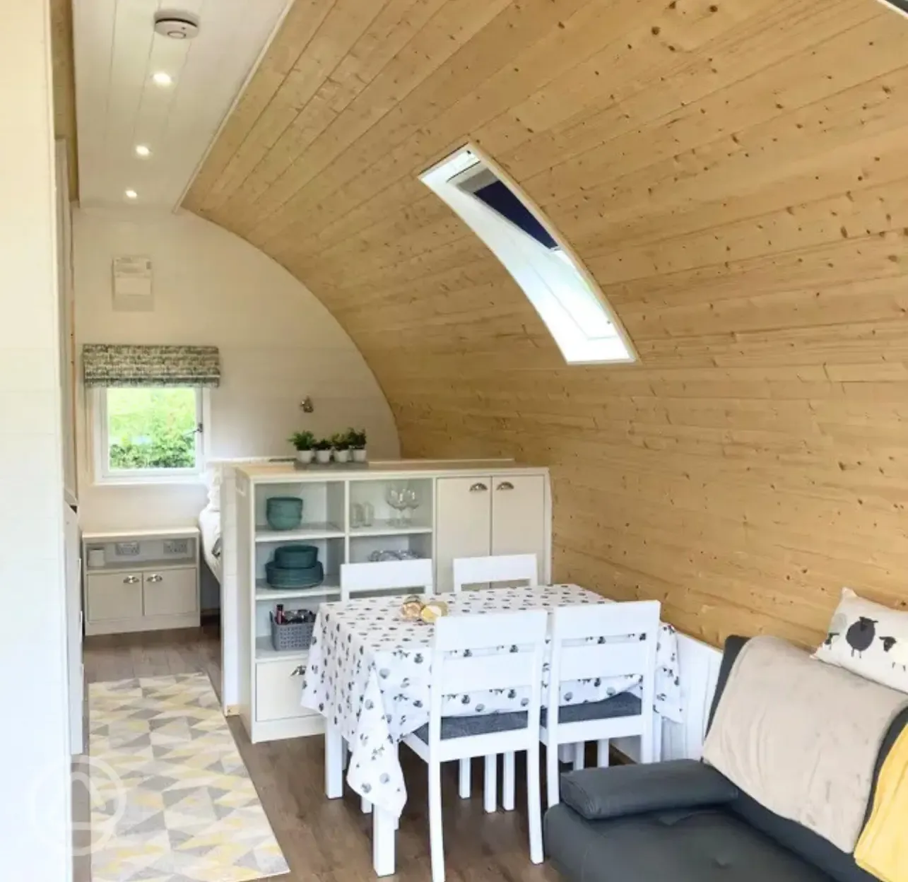 Glamping pod dining area