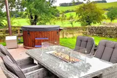 Glamping pod dining table and hot tub Glamping pod dining table and hot tub
