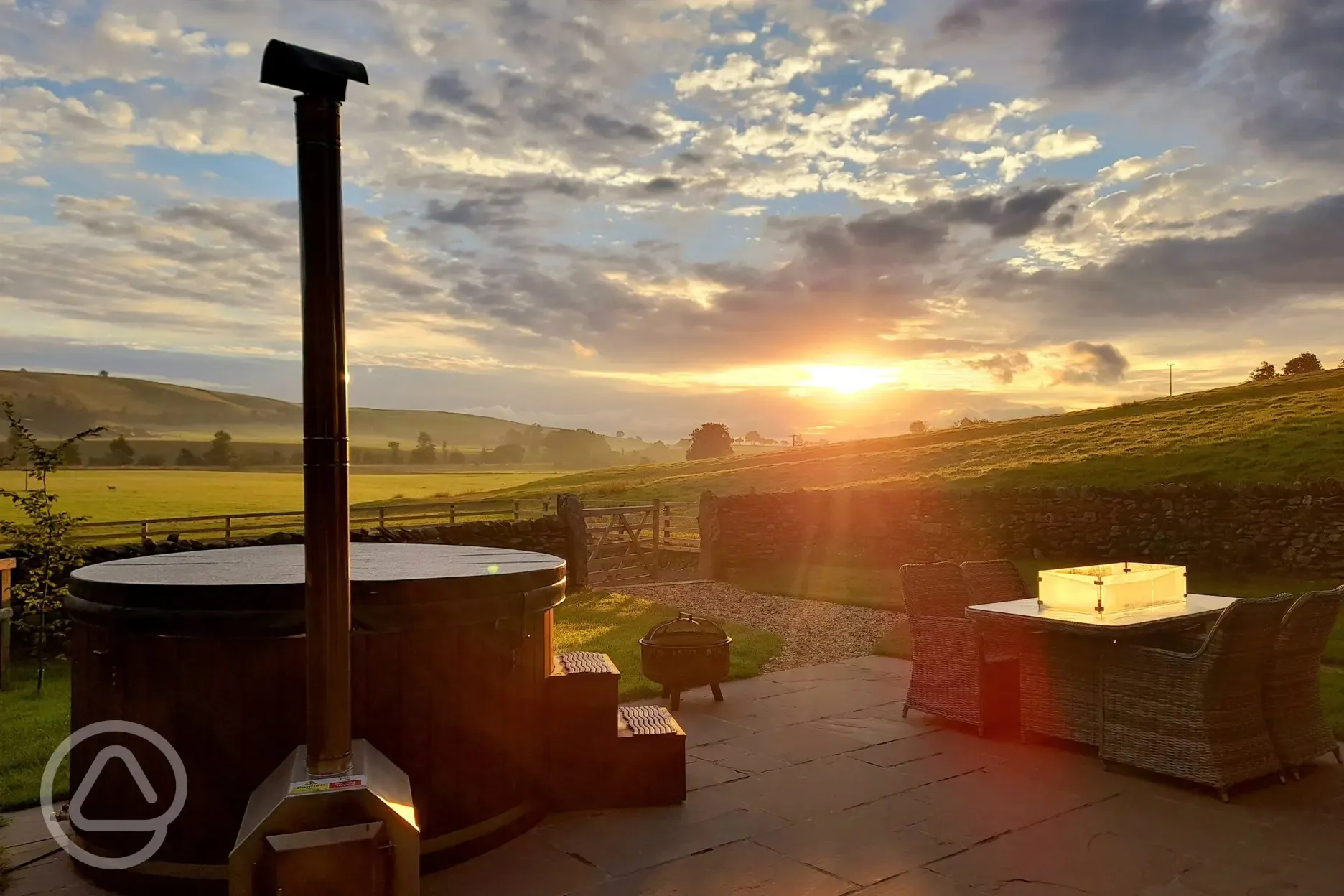 Hot tub at sunset