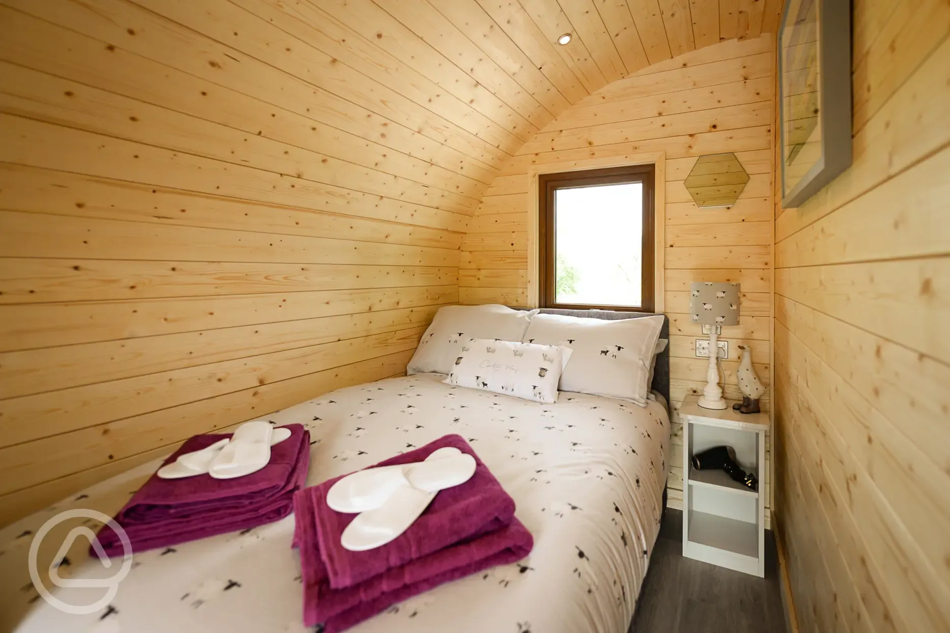 Glamping pod double bedroom