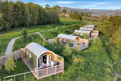 Aerial of the glamping site