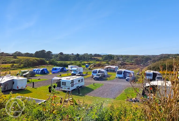 View to the hardstanding pitches (electric and fully serviced options)
