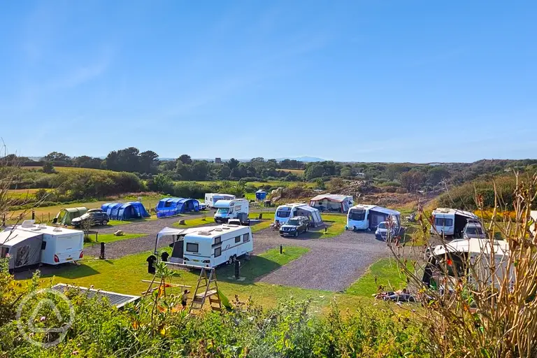 View to the hardstanding pitches (electric and fully serviced options)