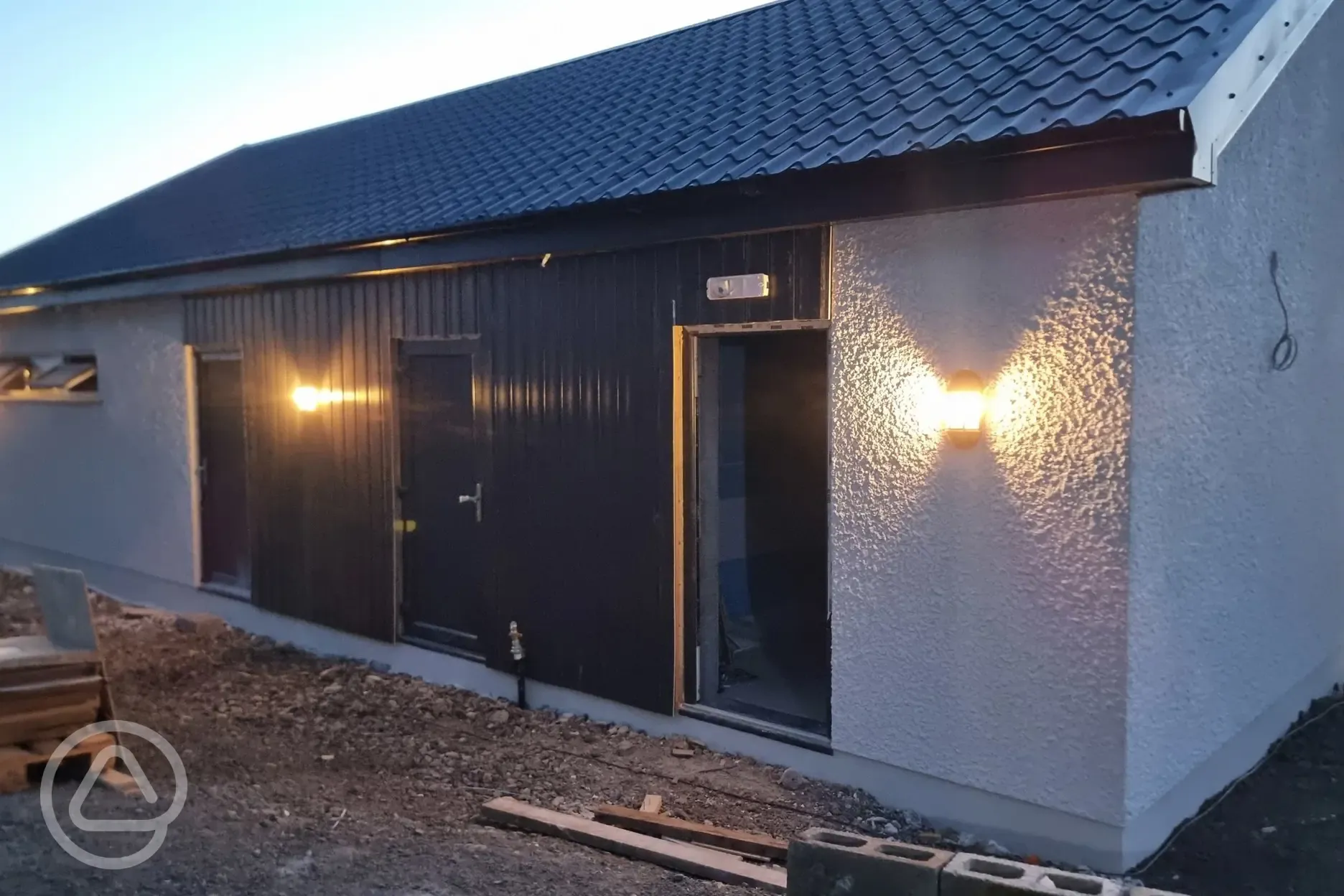 Facilities block at night