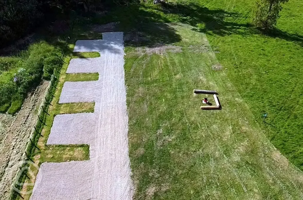 Aerial of grass and hardstanding pitches