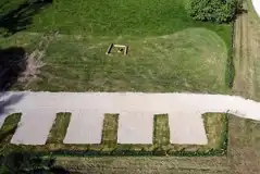 Aerial of grass and hardstanding pitches Aerial of grass and hardstanding pitches