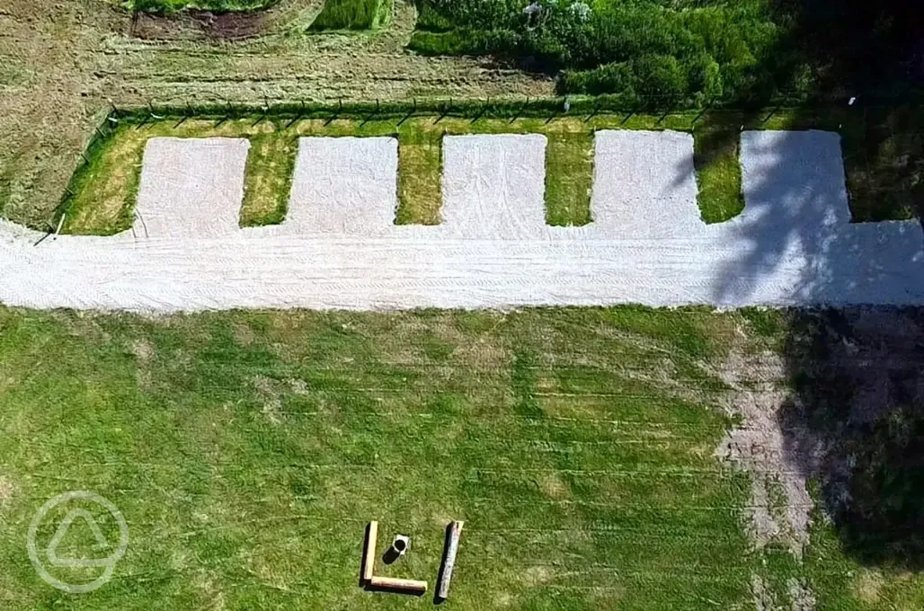 Aerial of grass and hardstanding pitches