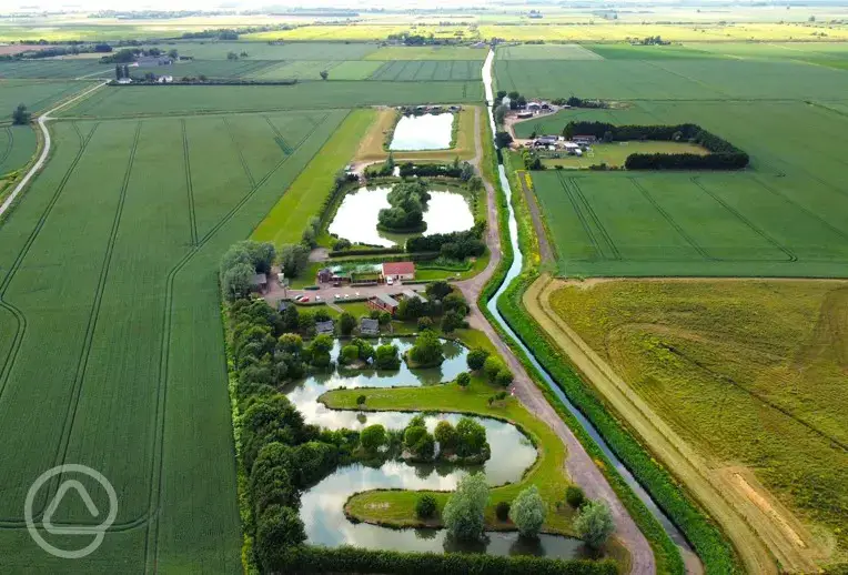 Aerial of the park and lakes