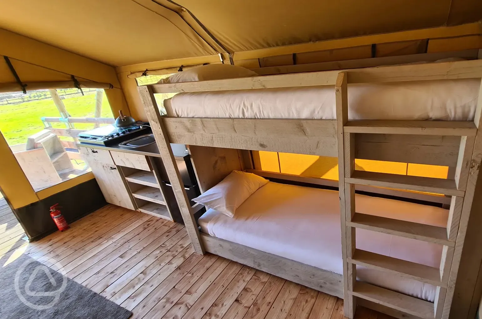 Family safari tent bunk beds