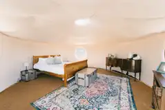 Yurt king size bed and furnishings (bedding provided) Yurt king size bed and furnishings (bedding provided)