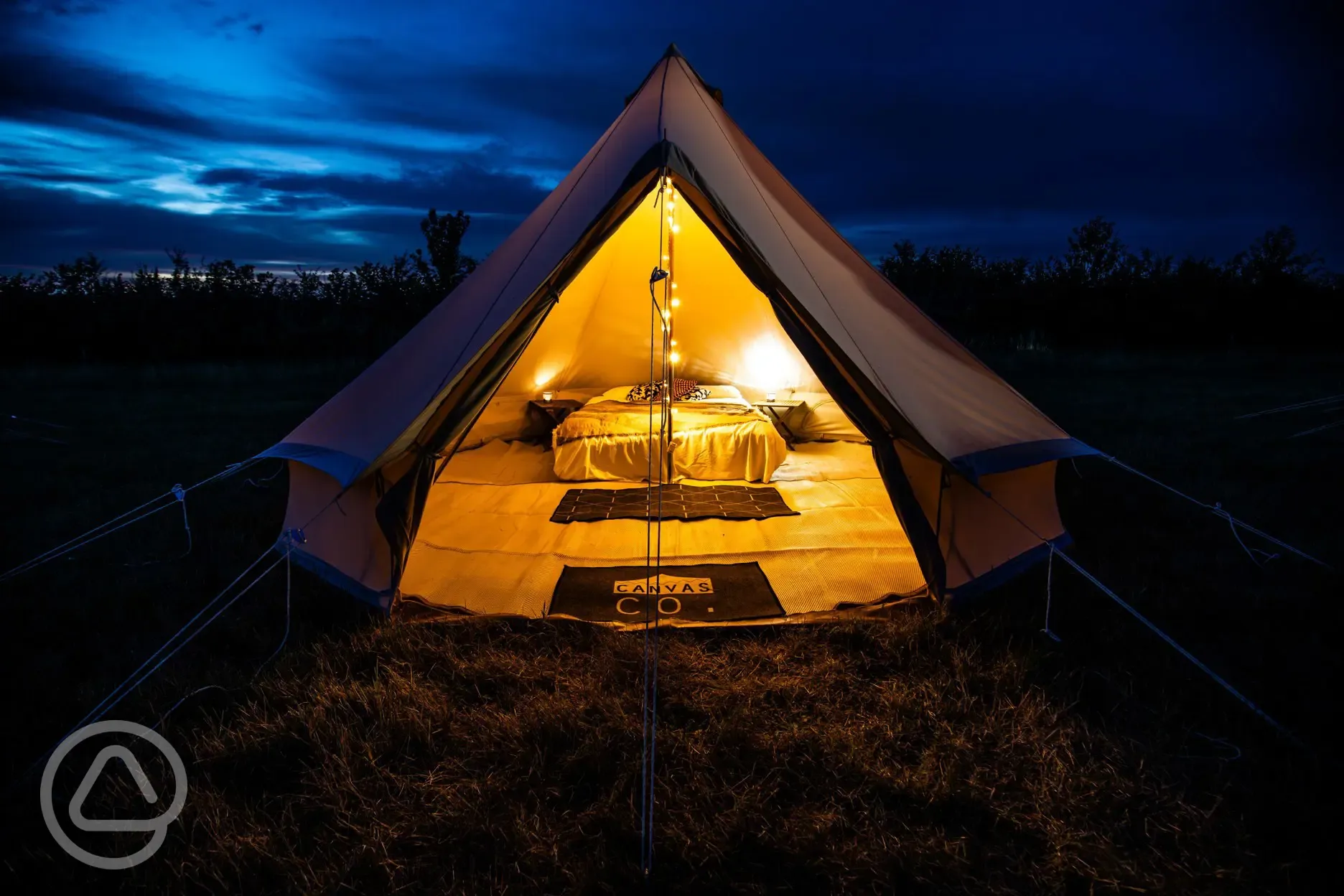 Bell tent at night